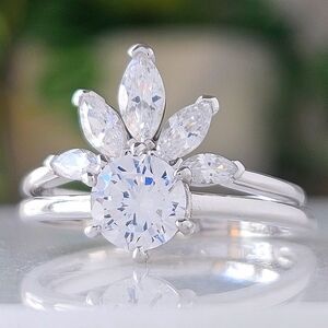 Round Bridal Ring Set, 925 Sterling Silver Charmed Aroma